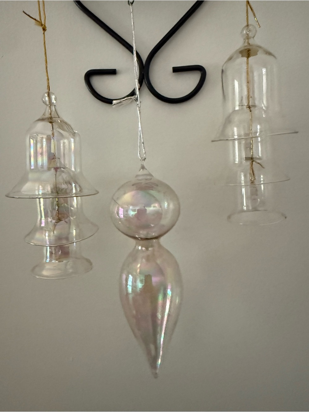 Set of 3 clear Glass Drop Holiday Ornament
